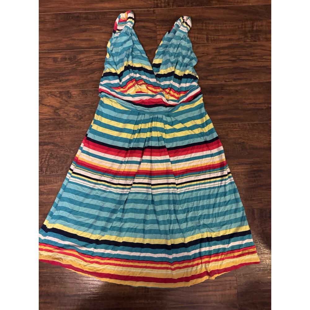Boston Proper Women Dress Sleeveless Striped V-Neck Mini M - Picture 2 of 6
